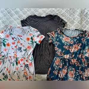 Bearsland Women’s Short Sleeve Scoop Neck Maternity Shirts; Set Of 3; Size Small